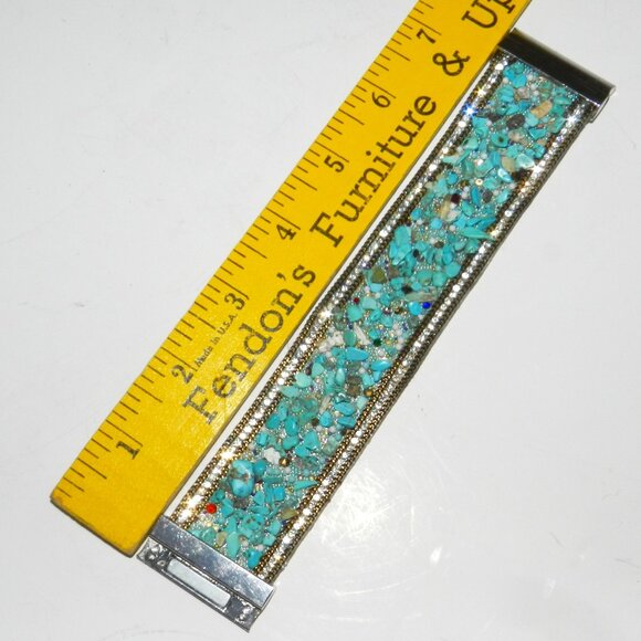 Wide Turquoise Bracelet With Magnetic Closure - Picture 9 of 13